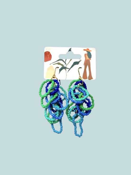 Source Unknown Jewelry - Colorful Beaded Loop Earrings